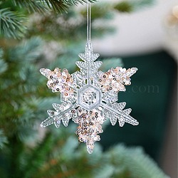 Acrylic with Sequin Pendant Decoration, Christmas Tree Hanging Decorations, for Party Gift Home Decoration, Snowflake, 110x100mm