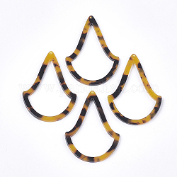 Grandi pendenti in cellulosa acetato (resina), stampa leopardo, lacrima, goldenrod, 61x42x2.5mm, Foro: 1.4 mm
