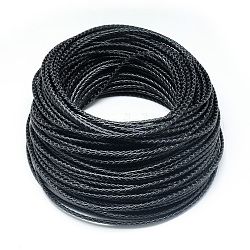 Кожаный плетеный шнур, чёрные, 6 мм, около 54.68 ярда (50 м) / пачка
