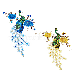 Hobbiesay 2 цвет павлин с цветочной нашивкой, вышитая кружевная аппликация на вырезе, вышивка, нашивки с птицами, пришить аппликацию для украшения костюма своими руками, аксессуары для одежды, вырезка патчей