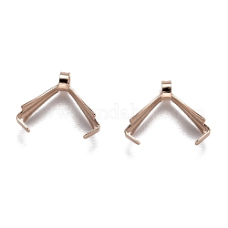 304 Stainless Steel Ice Pick Pinch Bails, Rose Gold, 10x11x4.5mm, Hole: 1.6mm, Pin: 1mm