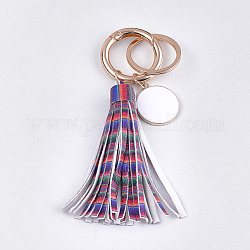 Porte-clés en cuir pu gland, avec des pendantifs en alliage d'émail, porte-clés en fer et porte-bagues en alliage, or clair, colorées, 121~128mm