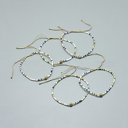 Verstellbare geflochtene Perlenarmbänder aus Naturpyrit, mit Nylonschnur und Saatperlen / heishi Perlen, 4.3~7.95 cm, 1.5 mm