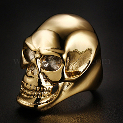 Кольцо на палец с черепом из титановой стали, хэллоуин панк украшения для мужчин женщин, золотые, размер США 12 (21.4 мм)