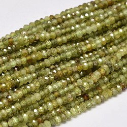 Rondelle à facettes brins de perles de grenat vert naturel, perles d'andradite, 3x2mm, Trou: 1mm, Environ 187 pcs/chapelet, 15.5 pouce