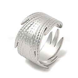 304 anello a polsino aperto in acciaio inossidabile, pelle, colore acciaio inossidabile, misura degli stati uniti 7 1/4 (17.5mm)
