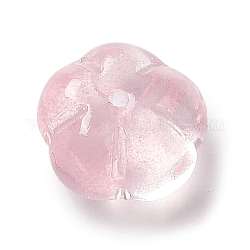 Стеклянные бусины, тыквенные шарики, цветок, розовые, 9.5x9.5x6 мм, отверстие : 1 мм