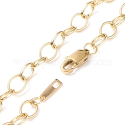 Collar de cadena de cable de latón para hombres y mujeres, real 18k chapado en oro, 15.94 pulgada (40.5 cm)