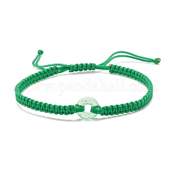 Donut Glass Braided Bead Bracelet, Adjustable Friendship Bracelet for Women, Lime Green, Inner Diameter: 2-3/8~3-3/8 inch(5.9~8.6cm)