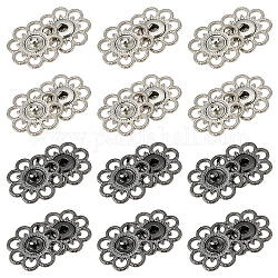 Nbeads 20 ensembles 2 couleurs boutons-pression en alliage creux, accessoires de couture, fleur, gris anthracite & platine, 25mm, 10sets / couleur