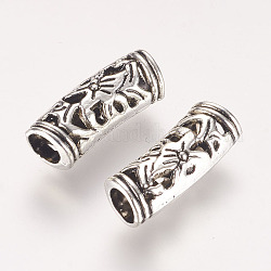 Stile tibetano perline tubo in lega, cavo, argento antico, 19x6mm, Foro: 4 mm