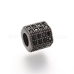 Perles de zircone cubique micro pave en Laiton, hexagone, gunmetal, 7x8x7mm, Trou: 4mm