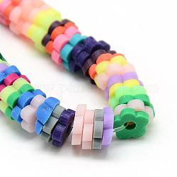 Polymer Clay Bead Strands, Flower, Mixed Color, 4~6x4~6x1~1.5mm, Hole: 2mm, about 313~350pcs/strand, 15.35 inch~16.14 inch