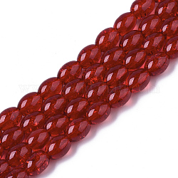 Transparent Knistern Glasperlen Stränge, Oval, orange rot, 8x5.5~6 mm, Bohrung: 1 mm, ca. 100 Stk. / Strang, 31.4 Zoll