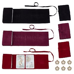 Nbeads 6 sacchetto di tarocchi in velluto di 3 colori con 6 pendenti in lega in stile tibetano, custodia per dadi con rune dei tarocchi custodia per carte dei tarocchi supporto in tessuto custodia per gioielli per mazzi di tarocchi oracoli