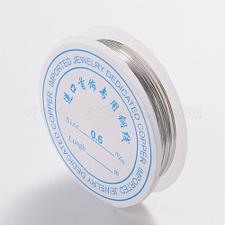 Round Copper Jewelry Wire,Cadmium Free & Nickel Free & Lead Free,Silver Color Plated,22 Gauge,0.6mm,about 11.48 Feet(3.5m)/roll