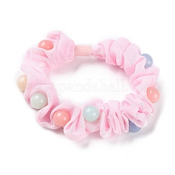 Tela elástica cintas para el pelo, con cuenta de plastico, accesorios para el cabello para niñas o mujeres, rosa, 17mm, diámetro interior: 50 mm