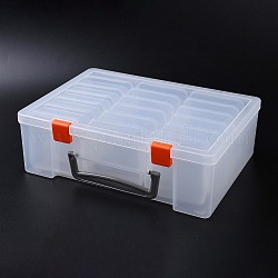 Пластиковые бисера контейнеры, складной шарик хранения, съемный, 18 отсеков, прямоугольные, прозрачные, 9-7/8x7-1/4x3-1/8 дюйм (25x18.5x8 см), отделения: около 7.6x7.5x2.4 см, 18 отделения в коробке