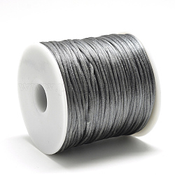 Hilo de nylon, Cordón de satén de cola de rata, gris, aproximamente 1 mm, alrededor de 76.55 yarda (70 m) / rollo