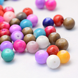 Vaporisez perles rondes en verre opaque peint, couleur mixte, 8~9mm, Trou: 1mm, environ 1545 pcs/1000 g
