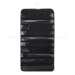 Rouleaux d'affichage suspendus de bijoux en tissus non tissés double face en pvc transparent avec crochet, étagère murale sacs de rangement pour armoire, rectangle, noir, 84x42x0.1 cm
