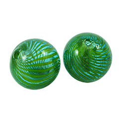 Handmade Blown Glass Globe Beads, Round, Green, 50mm, Hole: 2mm