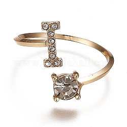 Anillos de aleación de puño, anillos abiertos, con rhinestone de cristal, dorado, letter.i, nosotros tamaño 7 1/4 (17.5 mm)