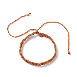 Cinturino in filo di nylon intrecciato, braccialetto regolabile fortunato per le donne, cioccolato, diametro interno: 2~4-3/4 pollice (5.1~12.1 cm)
