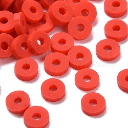 Umweltfreundliche handgemachte Fimo-Perlen, Disc / Flachrund, heishi Perlen, rot, 4x1 mm, Bohrung: 1 mm, ca. 55000 Stk. / 1000 g