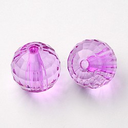 Transparente Acryl Perlen, facettiert rund, lila, ca. 22 mm Durchmesser, Bohrung: 3 mm, ca. 82 Stk. / 500 g