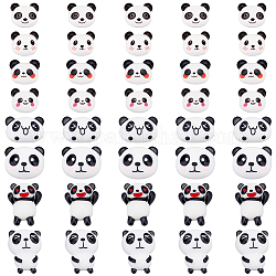 Pandahall Elite 48pcs 6 Stil undurchsichtige Harz-Cabochons, Panda, weiß, 17~35x20.5~30.5x5~16 mm, 6pcs / style