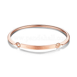 SHEGRACE Brass Bangle, with Your Smile Make Me Happy, Rose Gold, 2-3/8 inchx1-7/8 inch(60x48mm)