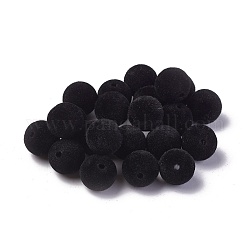 Flocky акриловыми шариками, круглые, чёрные, 14 мм, отверстие : 2 мм