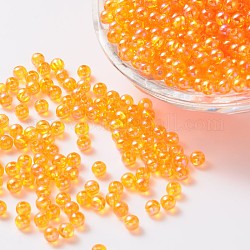 Umweltfreundliche transparente Acrylperlen, Runde, AB Farbe, orange, 8 mm, Bohrung: 1.5 mm, ca. 200 Stk. / 50 g