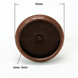 真鍮のスタッドのピアスのセッティング  ニッケルフリー  赤銅鉱  10mm  トレイ：8mm  ピン：0.5 mm厚
