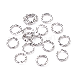 304 Edelstahl Ringe springen, offene Ringe springen, verdreht, Edelstahl Farbe, 8x1.2 mm, Innendurchmesser: 5.5~6 mm