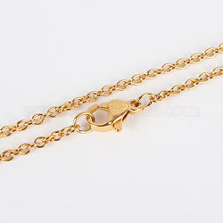 304 Stainless Steel Cable Chain Necklace Making, with Lobster Claw Clasps, Vacuum Plating, Golden, 17.7 inch(45cm), 2mm