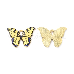 Pendente smaltati in lega, oro chiaro, cadmio & nichel &piombo libero, fascino farfalla, giallo, 15x21.5x1.5mm, Foro: 2x3 mm