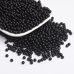 Perles acryliques opaques, ronde, noir, taille: environ 4mm de diamètre, Trou: 1mm, environ 1400 pcs/50 g