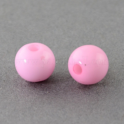 Abalorios de la bola de acrílico sólidos gruesos, redondo, rosa perla, 4mm, agujero: 1 mm, aproximamente 14800 unidades / 500 g