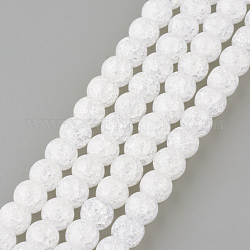 Synthetic Crackle Quartz Beads Strands, Round, Dyed, Snow, 10mm, Hole: 1mm, about 40pcs/strand, 15.7 inch