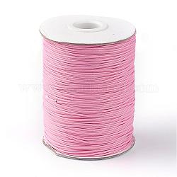 Cordón de poliéster encerado coreano, color de rosa caliente, 1mm, aproximamente 85 yardas / rodillo