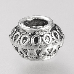Tibetischer stil legierung perlen, cadmiumfrei und bleifrei, Rondell, Antik Silber Farbe, 8.5x5.5 mm, Bohrung: 3.5 mm, ca. 930 Stk. / 1000 g