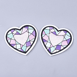 Computerized Embroidery Cloth Iron On Patches, Costume Accessories, Appliques, Heart, Lavender Blush, 53x58x1mm