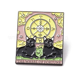 La ruota della fortuna parola smalto pin, distintivo della lega dei tarocchi del gatto per i vestiti dello zaino, elettroforesi nera, Orologio, 30.5x25.5x1.5mm, ago :1mm