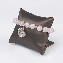 Pu cuir oreiller bijoux bracelet montre affichage, avec une éponge et une épingle de fer, rectangle, café, 7.7x8.8x7.5 cm