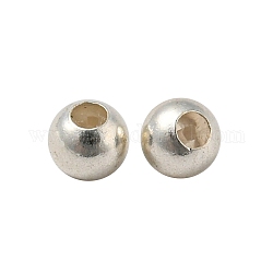 925 Sterling Silver Stopper Beads, with Rubber inside, Round, Silver, 3mm, Hole: 0.6mm