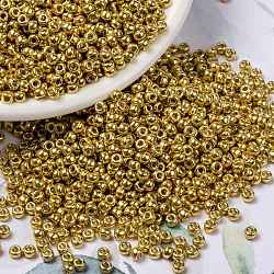 Miyuki runde Rocailles Perlen, japanische Saatperlen, 8/0, (rr4202) duracoat verzinktes gold, 3 mm, Bohrung: 1 mm, ca. 422~455 Stk. / 10 g