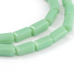 Faceted Rectangle Glass Beads Strands, Sea Green, 4x2mm, Hole: 1mm, about 96pcs/strand, 17.3 inch