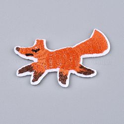 Computergesteuerte Stickerei Stoff zum Aufbügeln / Aufnähen von Patches, Kostüm-Zubehör, wandelnder Fuchs, orange rot, 33x50x2 mm